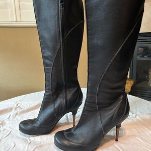 vintage black diesel real leather boots size 8.5